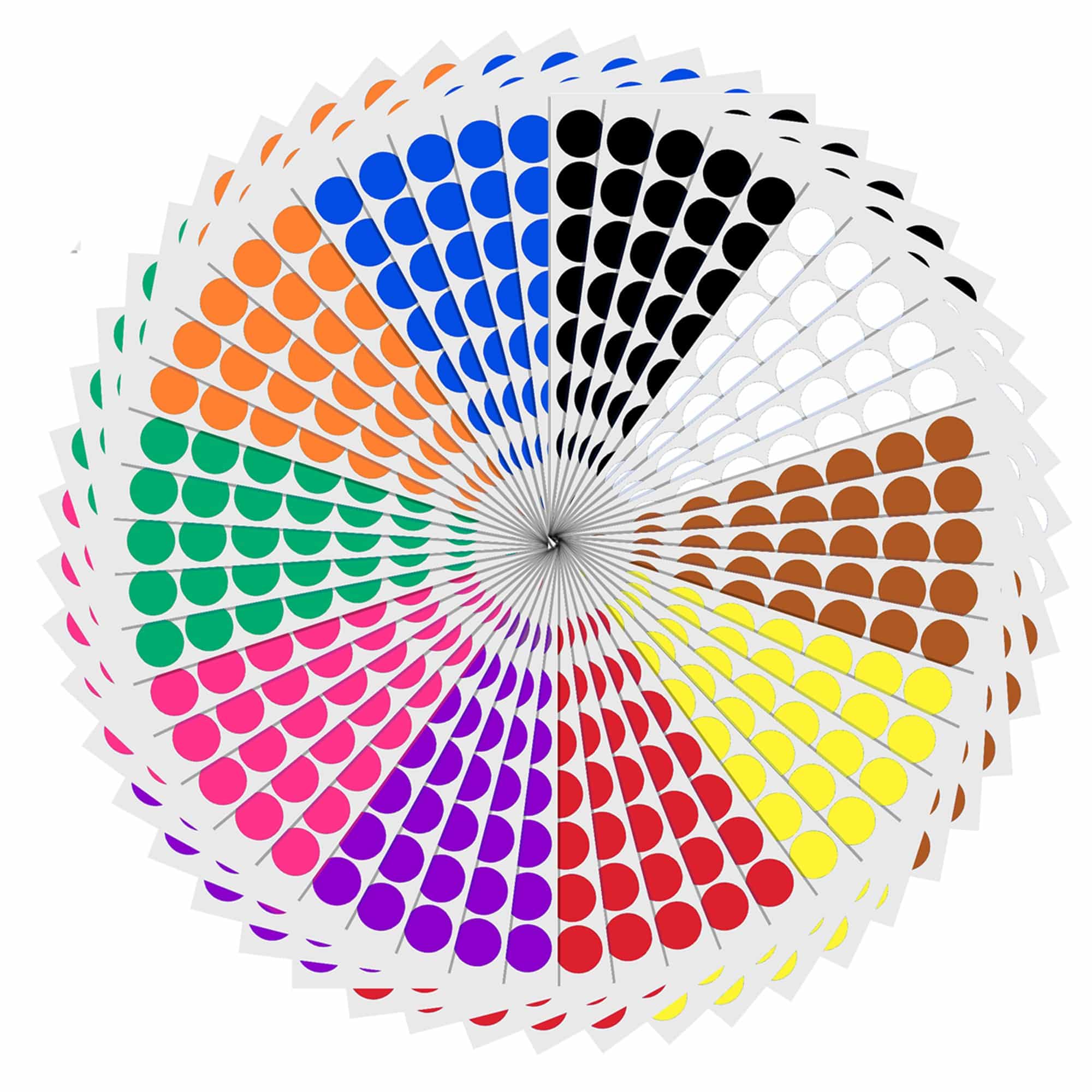 0.75 Color Coding Dot Labels - 10 Colors - TownStix