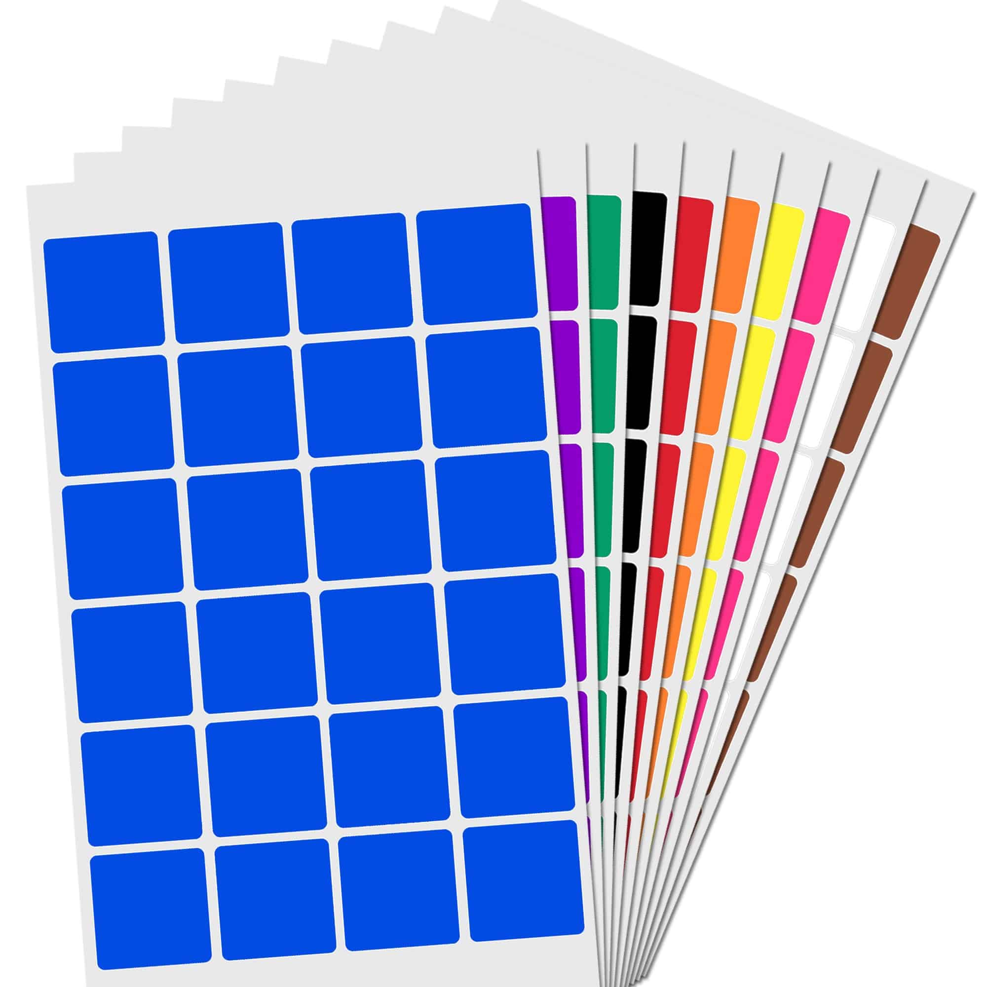 10mm 20mm SQUARE 10x20mm 20x30mm RECTANGLE COLOR ID CODE STICKERS CHART LABELS 
