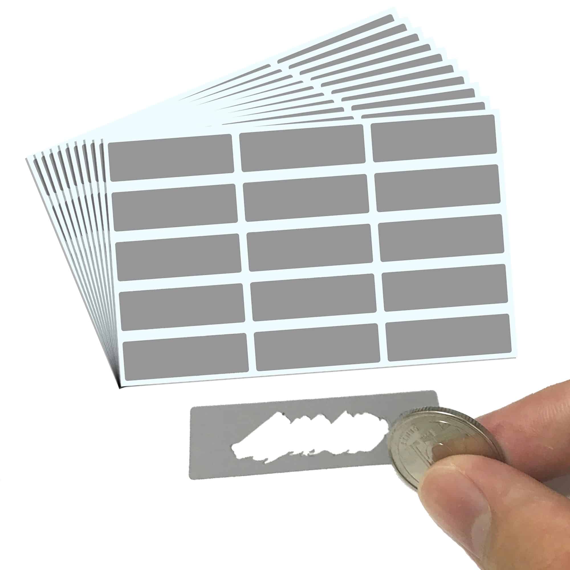Gray Rectangle Scratch Off Stickers