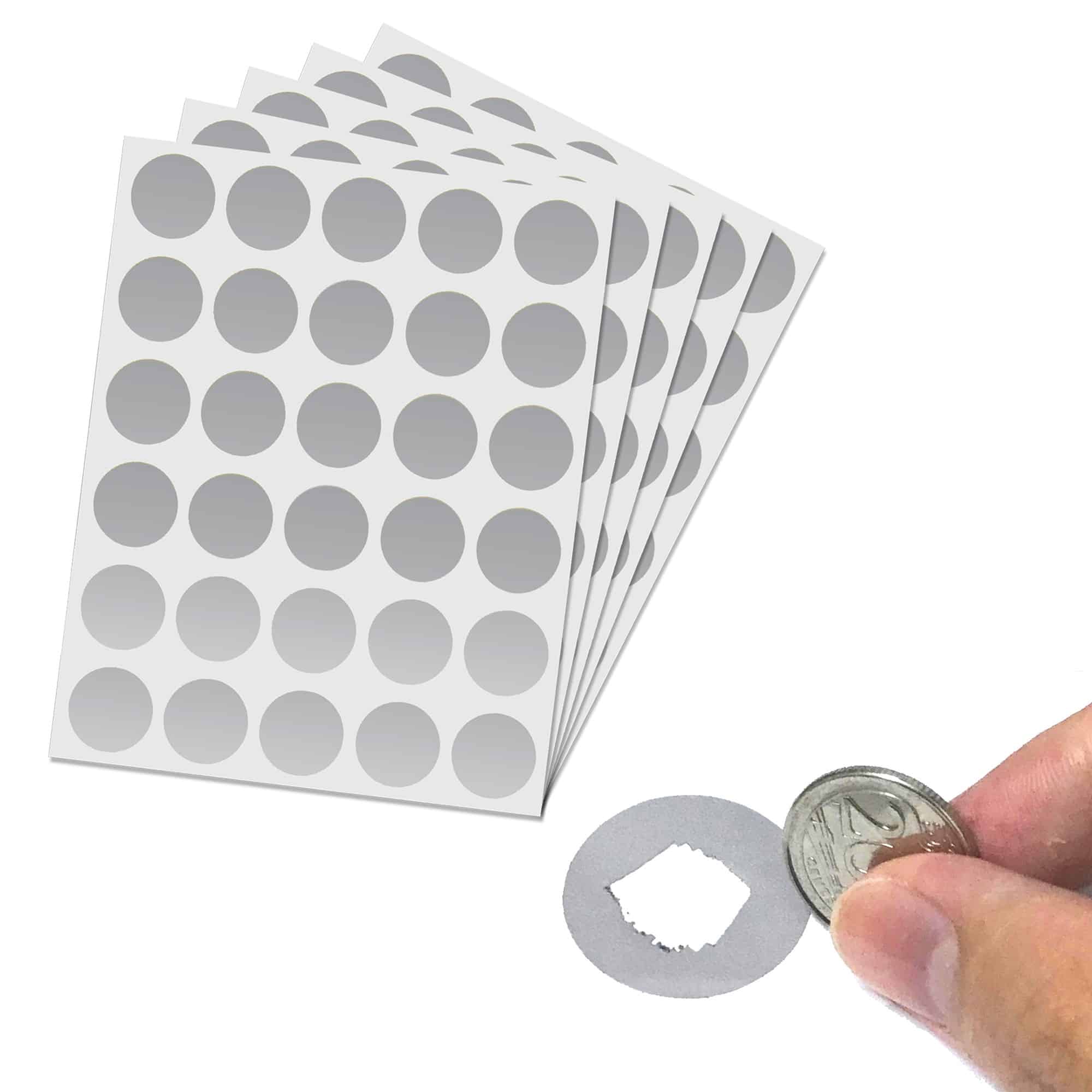Silver Round Scratch Off Stickers (Pack of 150/600)