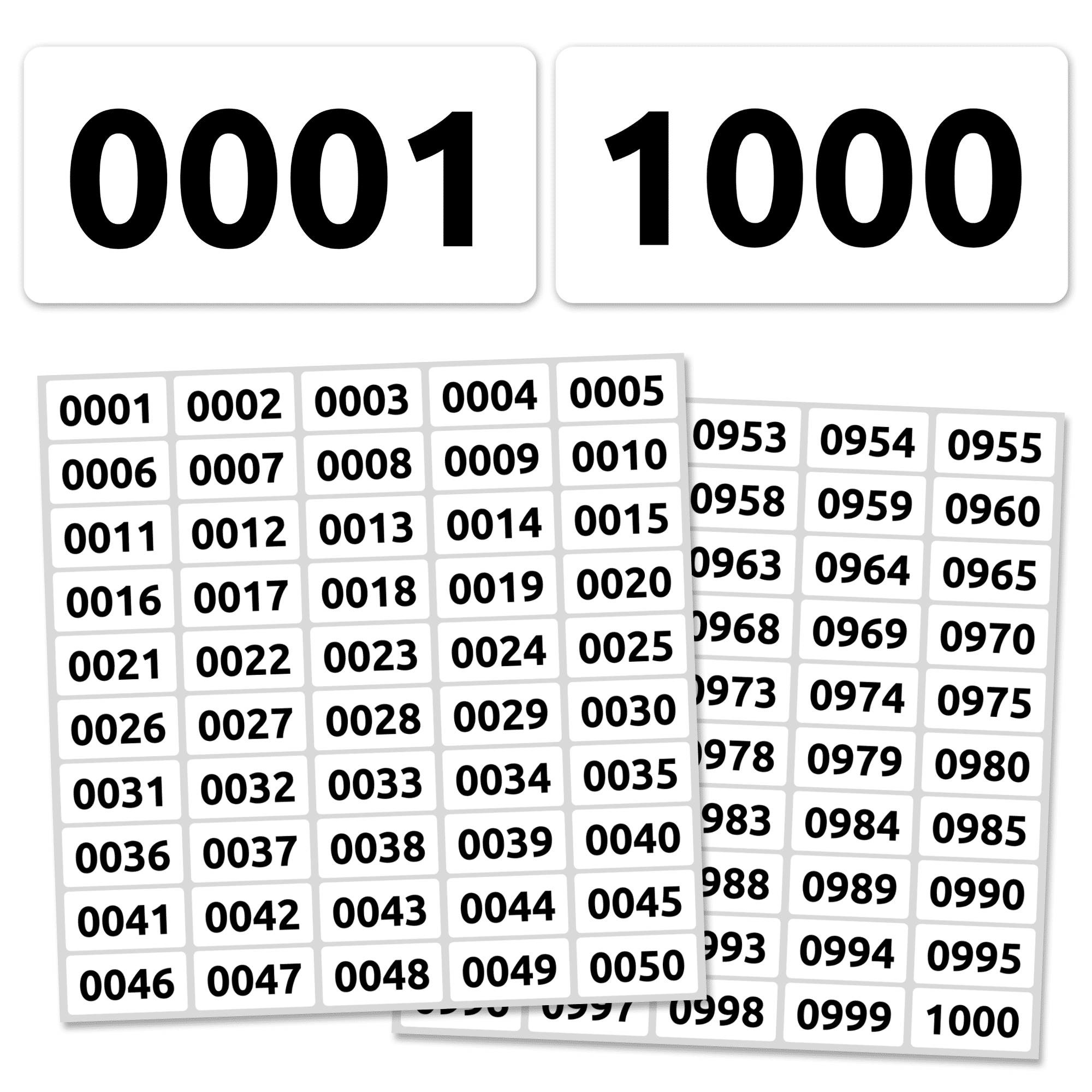 1,000 Stcky Numbered Labels 1 to 500 SELF Adhesve Stckers 2 Labels per Number 