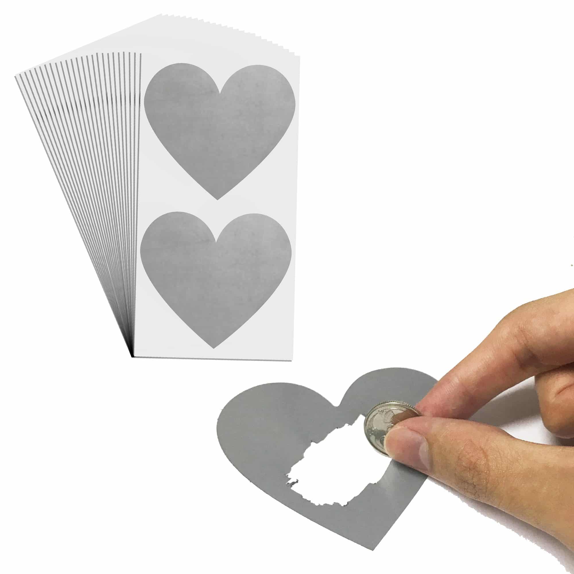 ScratchStix  Large Heart Scratch Off Stickers, Gray - TownStix