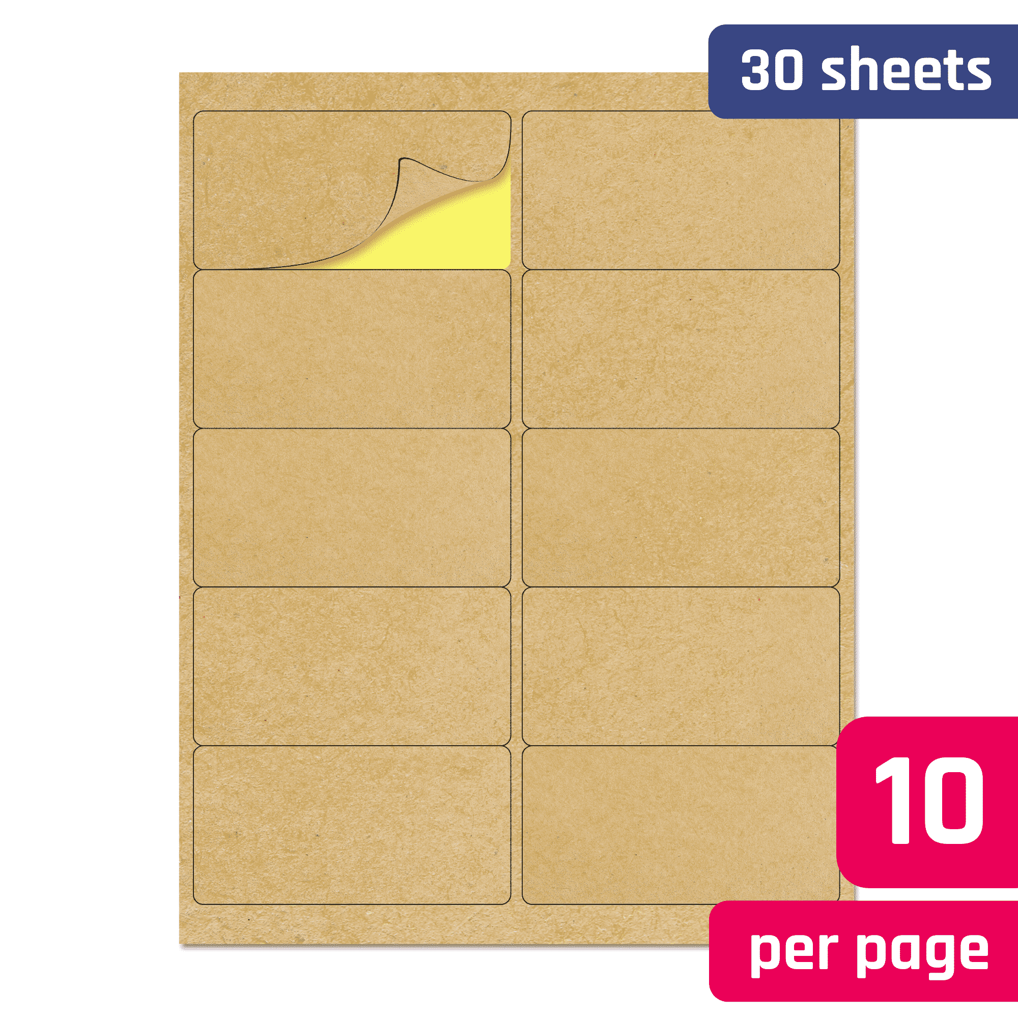 2 x 4, Brown Kraft Stickers Labels Sheets
